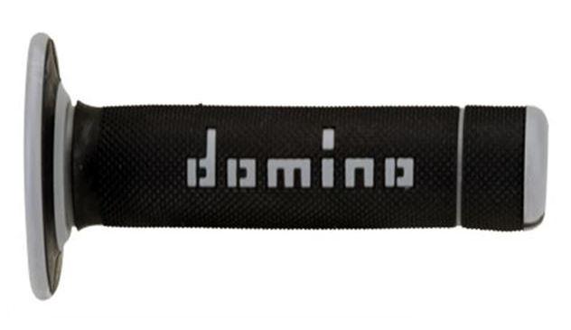 Manopole Domino in doppia gomma per motocross, supermotard e enduro. Nero/GrigioA02041C7170A7-1 