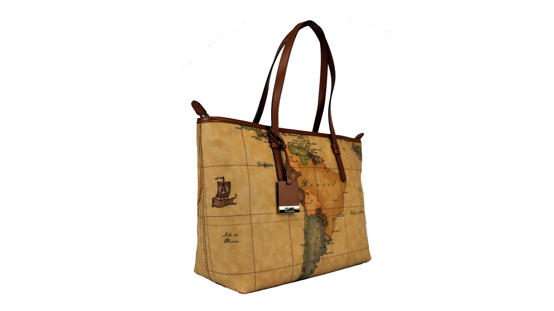ALVIERO MARTINI 1 CLASSE Zaino Semirigido Mod. N7376001, Colore Naturale, Tessuto Goffrato Geo, Dettagli In Pelle