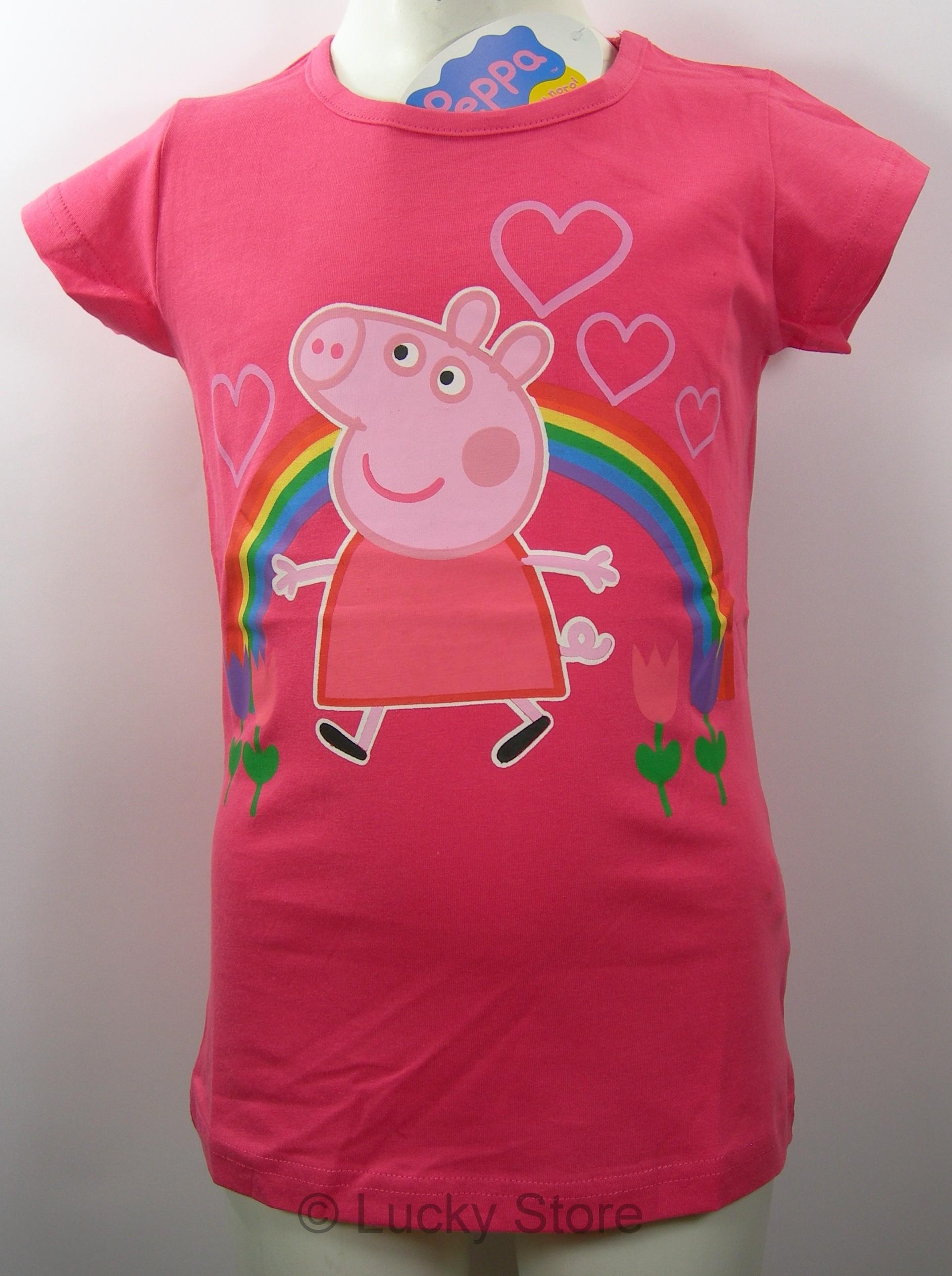 Peppa Pig arcobaleno T-Shirt maglia bambina manica corta nuova cotone