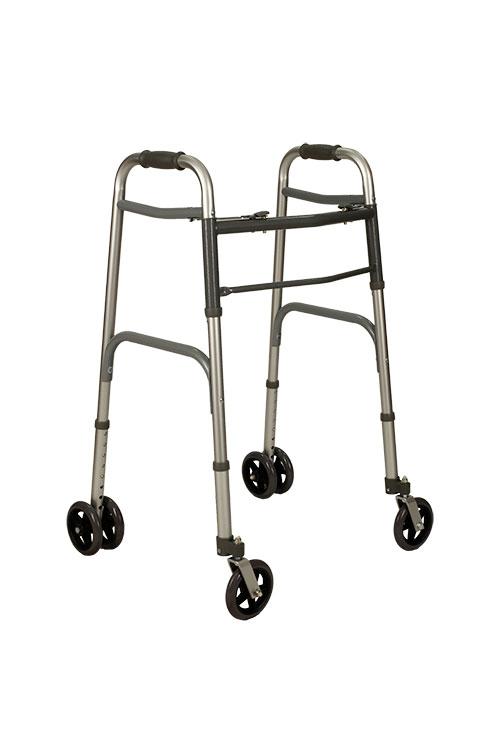 DEAMBULATORE Pieghevole Leggero ROLLATOR per Anziani Girello Blu con Ruote  in PVC da 8 con Freno