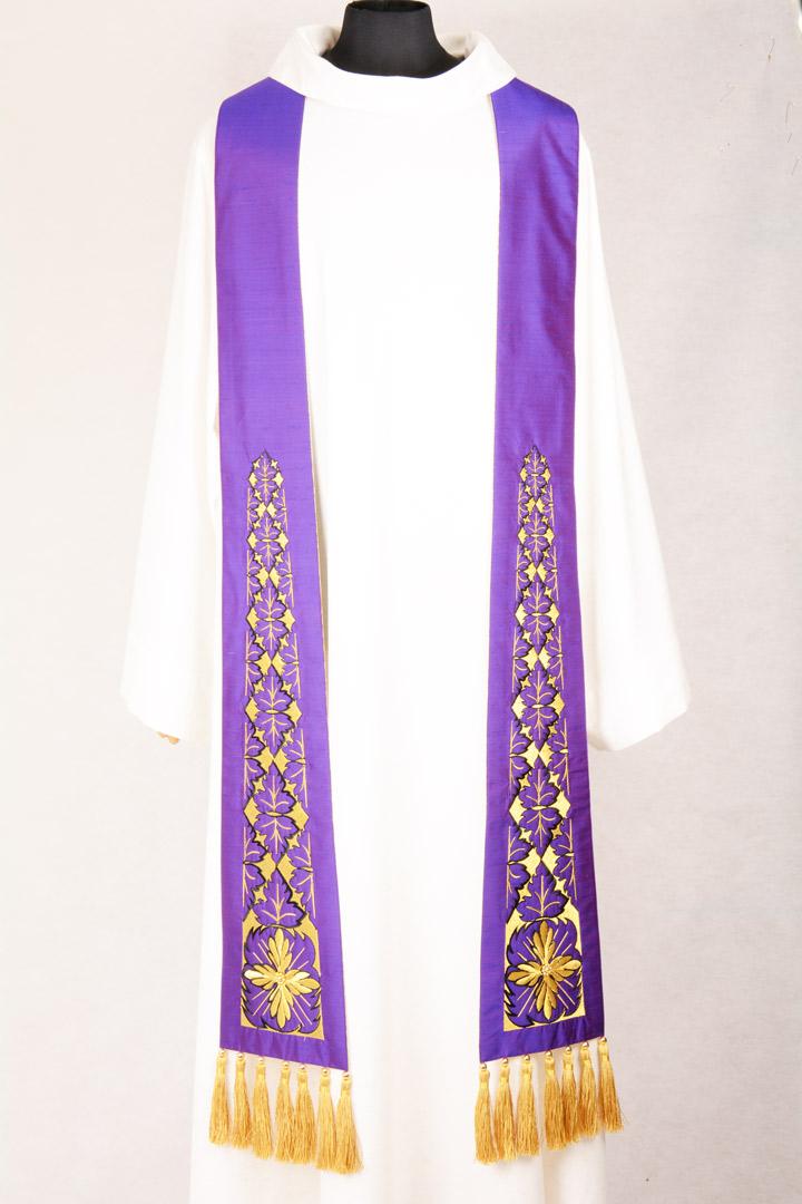 Stola S53 M3 Ricamo Foglie Viola