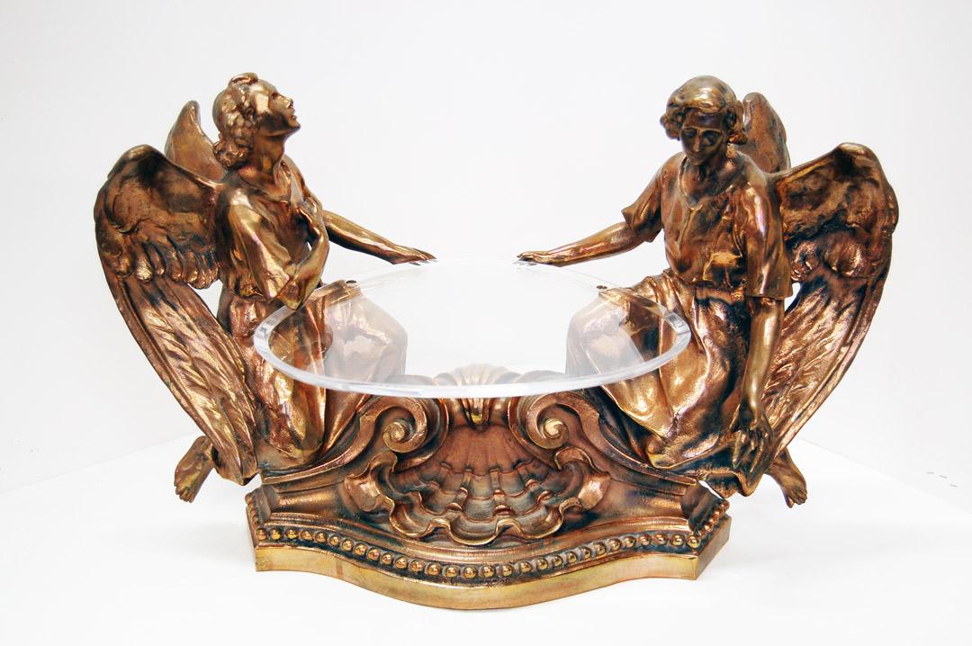 Tronetto Angeli in bronzo e plexiglass