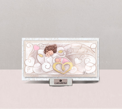 Cartapietra Quadretto Battesimo Melodia d'Amore Rosa