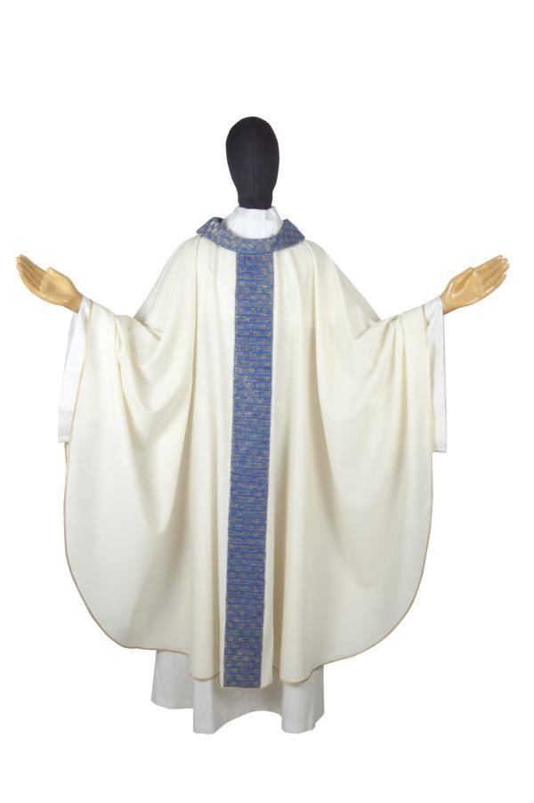 Casula CMB1K 773 Bianca - Pura Lana - Stolone Azzurro Seta Greggia