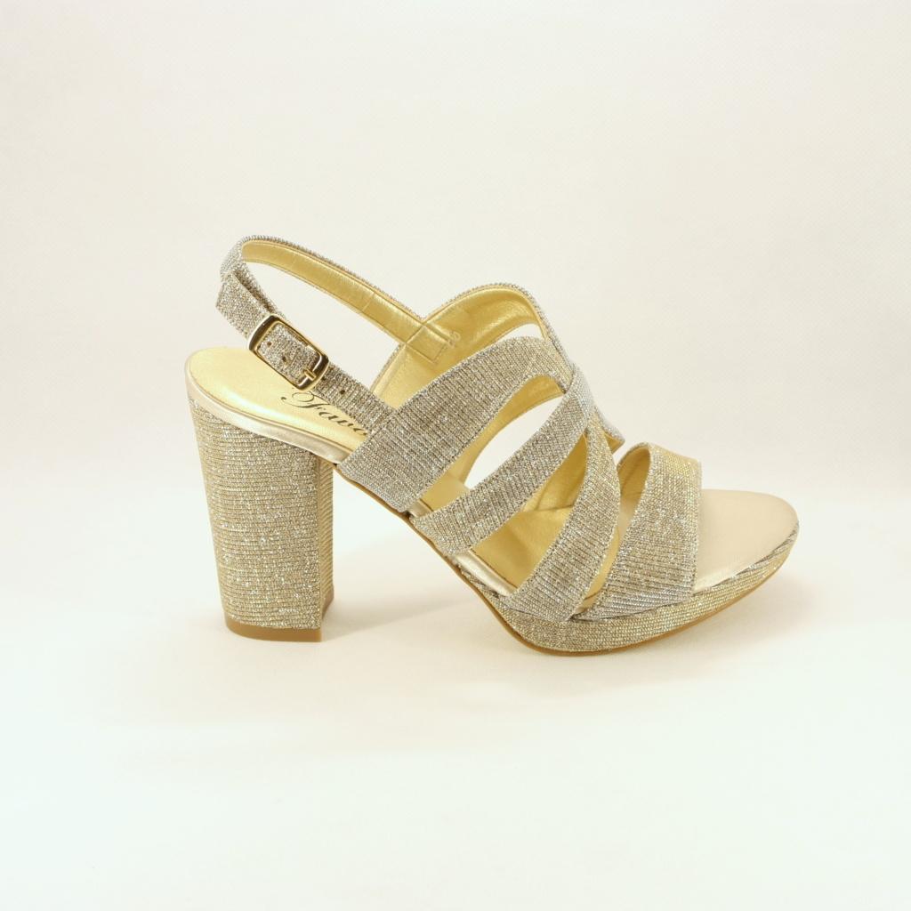 Scarpe oro tacco on sale grosso