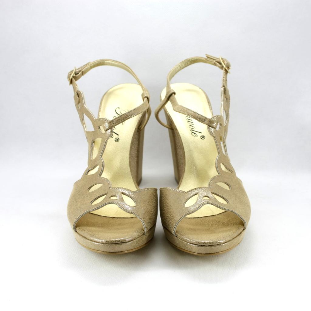 Scarpe oro tacco grosso sale