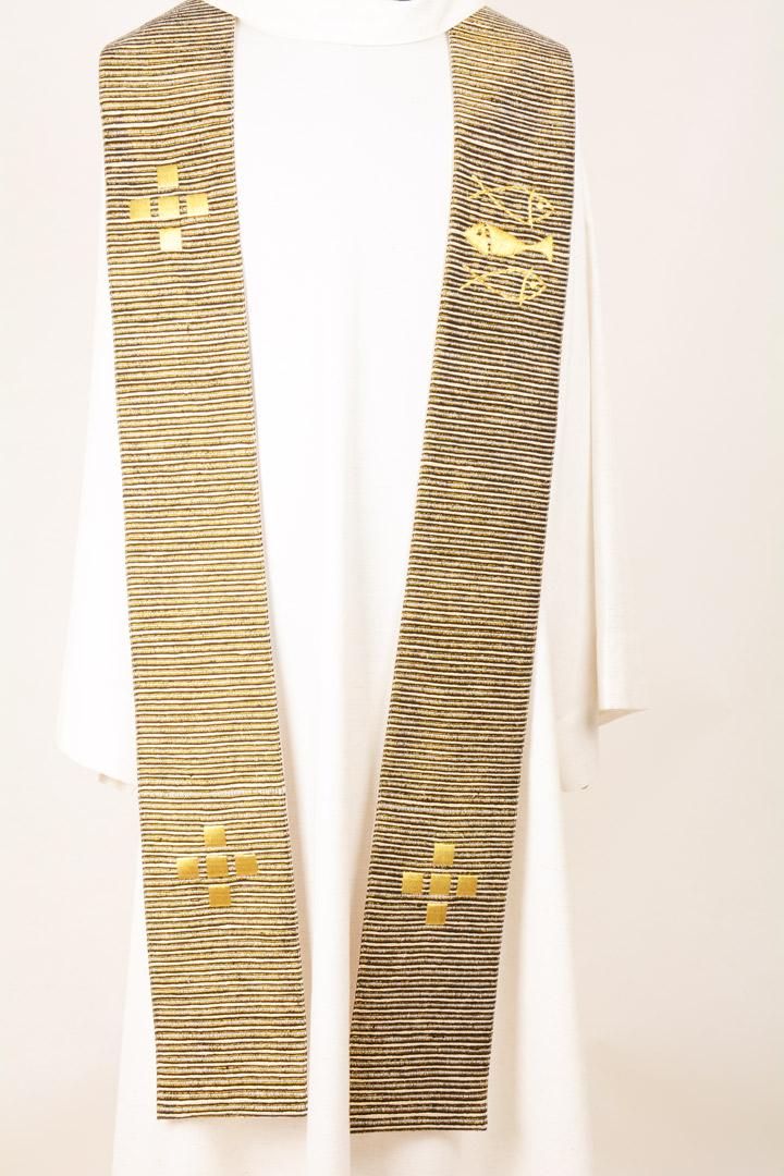 Stola S60 M1 Nero-oro - Seta greggia