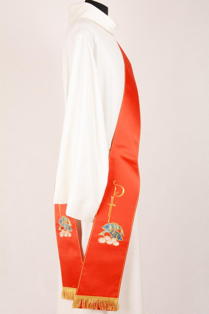 Stola Diaconale SD10 M0 Rossa - Faille Misto Lana