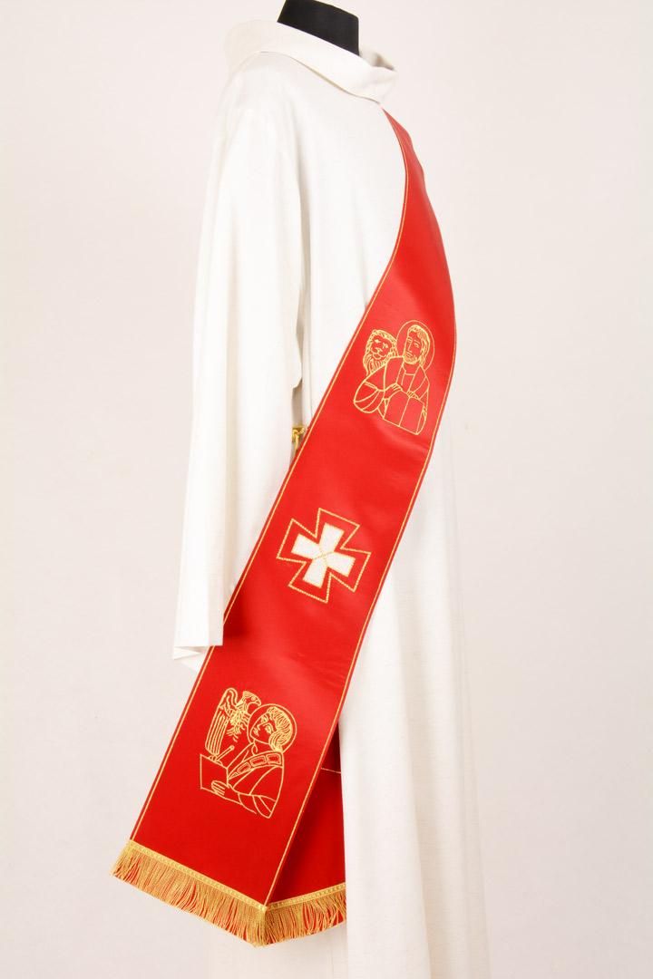 Stola Diaconale SD15 M0 Rossa - Faille Misto Lana