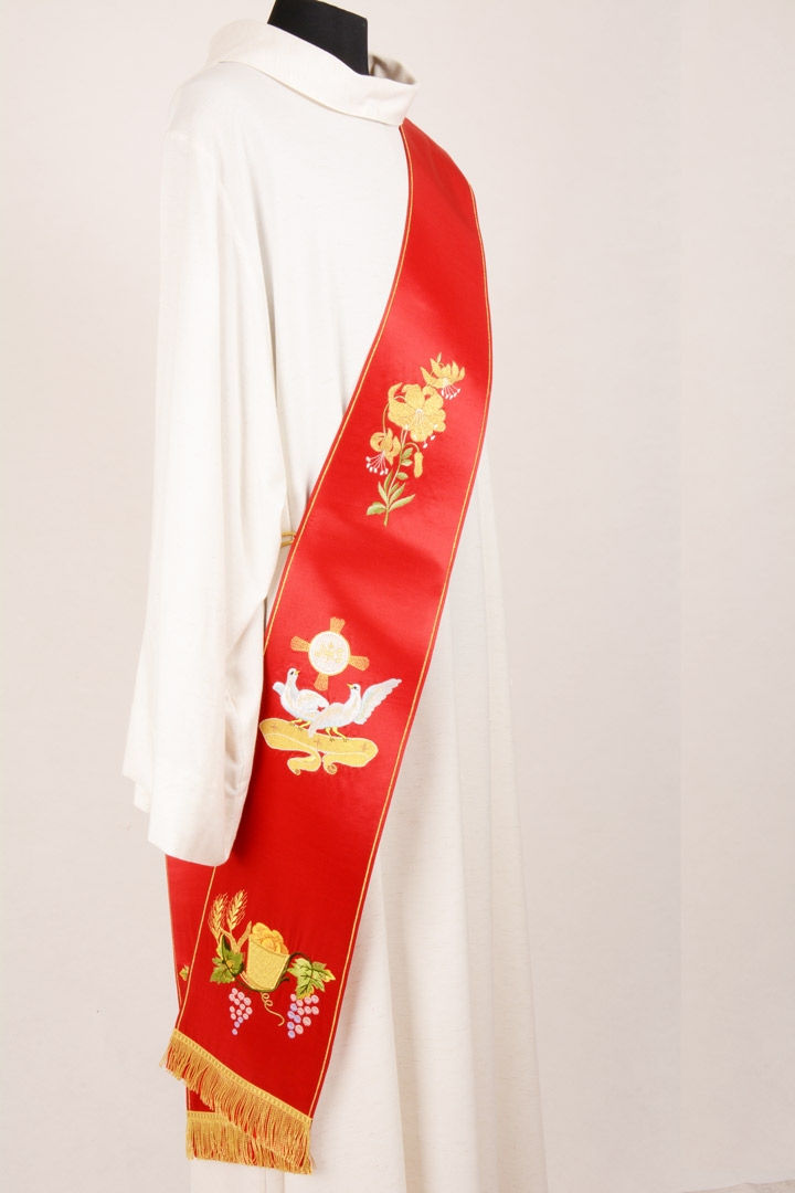 Stola Diaconale SD5 M0 Rossa - Faille Misto Lana