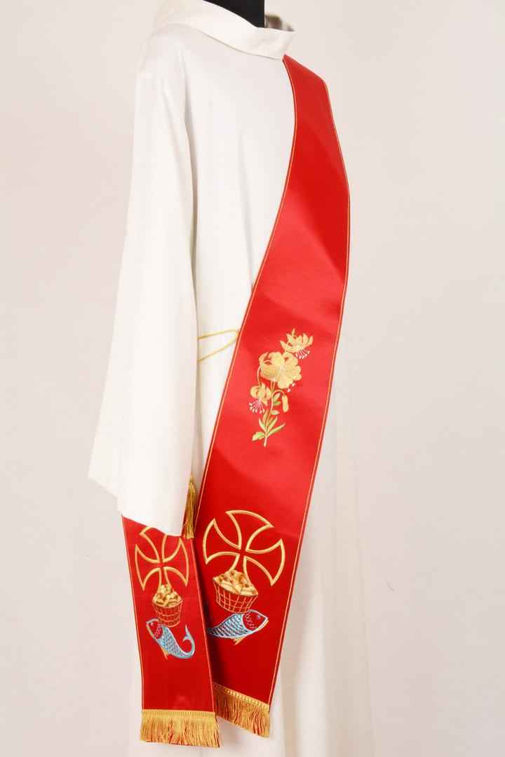 Stola Diaconale SD6 M0 Rossa - Faille Misto Lana