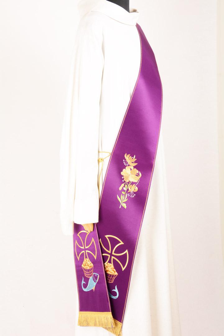 Stola Diaconale SD6 M0 Viola - Faille Misto Lana