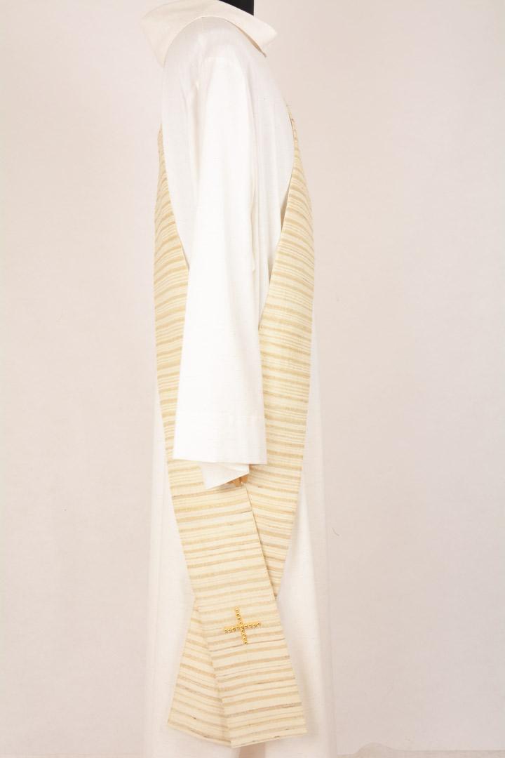 Stola Diaconale SDP309 M2 Bianca - Seta Greggia 