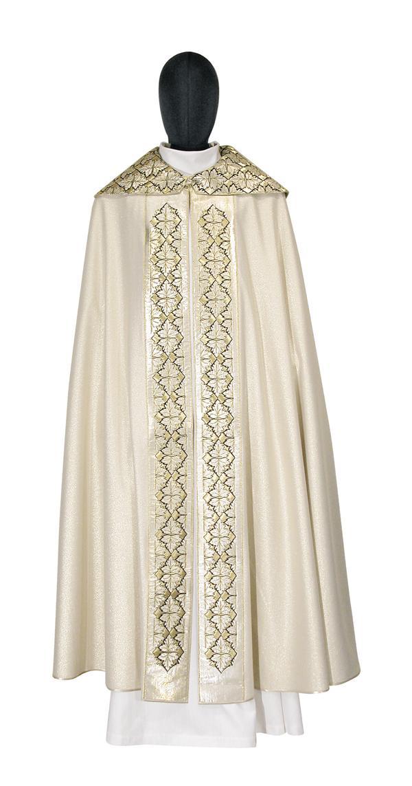 Piviale Foglie di Vite P135 Bianco Lana Lurex 
