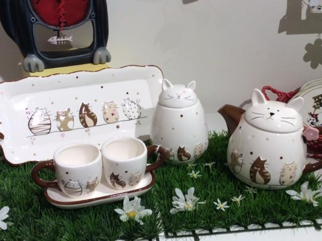 Set 2 tazze con orecchie da gatto in ceramica bianca decorata Victiona