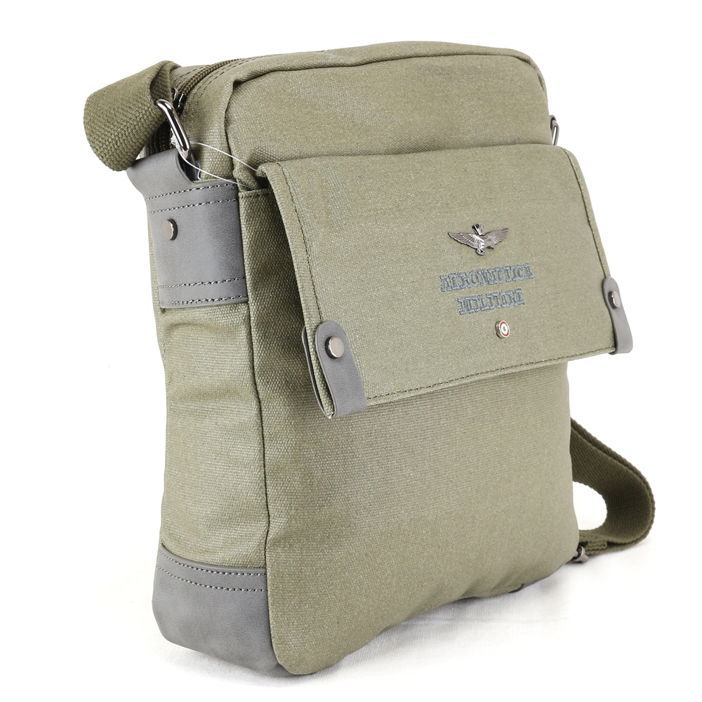 Borsa a tracolla Aeronautica Militare Linea City Porta PC in Canvas Khaki  AM-333