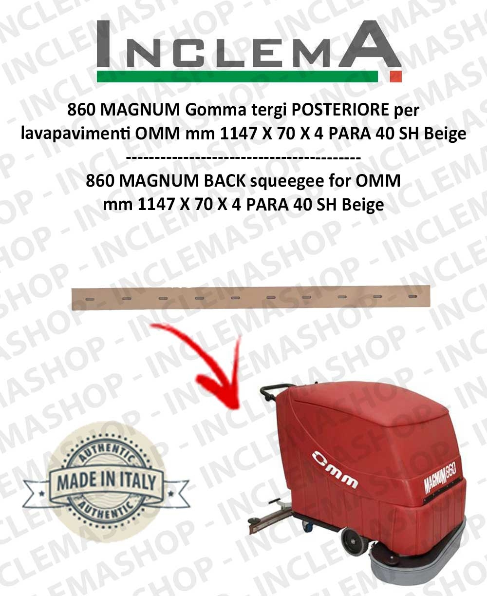 Gomma Tergi Posteriore Per Lavapavimenti Comac INNOVA 55 B – Dimensioni 750 X 70 X 5 Mm, Para Rossa, Durezza SH 33