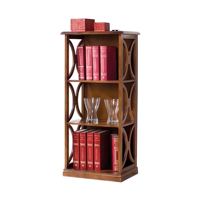 Libreria Ad Arco 3 Ripiani Regolabili - Moderna, Bassa, Colore Noce, 109x80x35 Cm, Per Soggiorno E Ufficio, Stile Fattoria