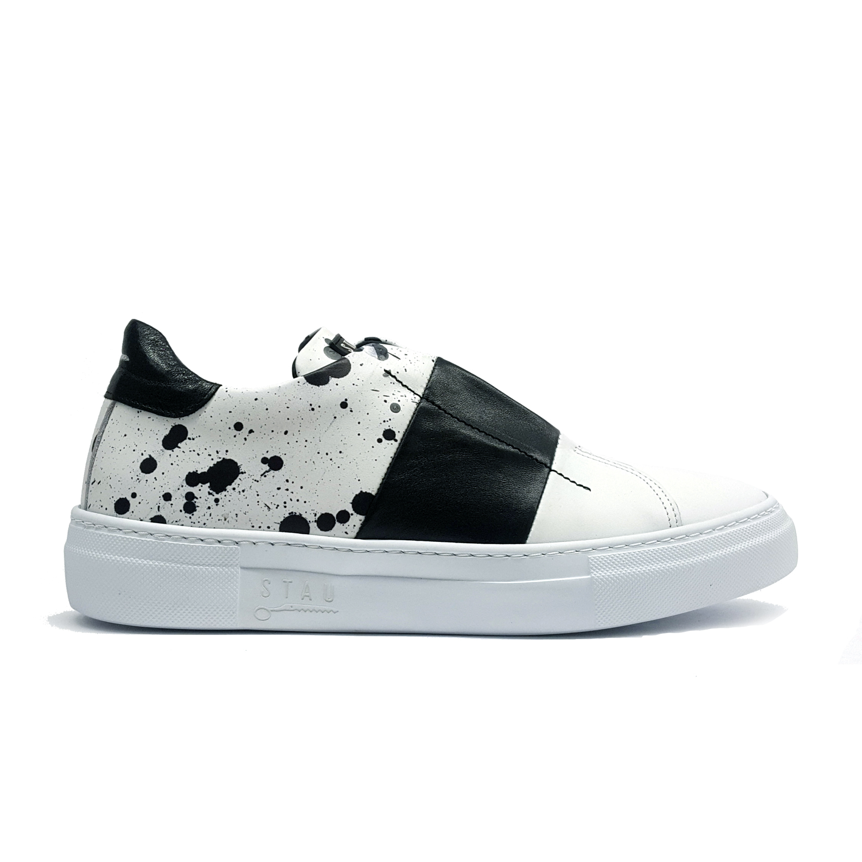 Slip on bianca/nera/spruzzi Stau