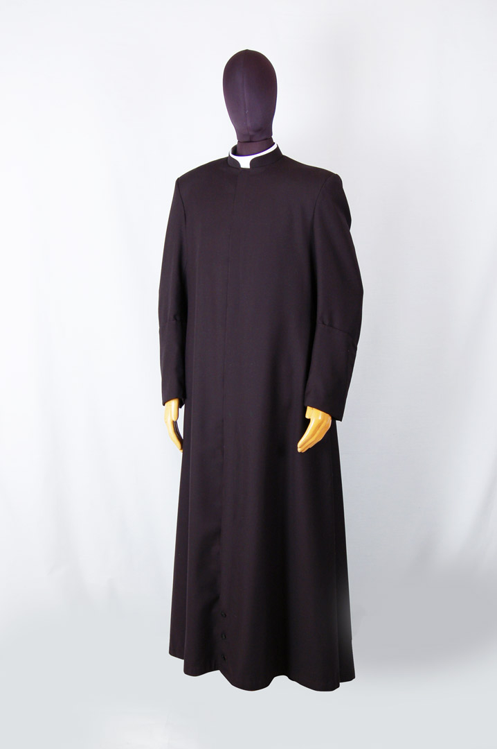 Abito Talare Nero con Bottoni a Vista