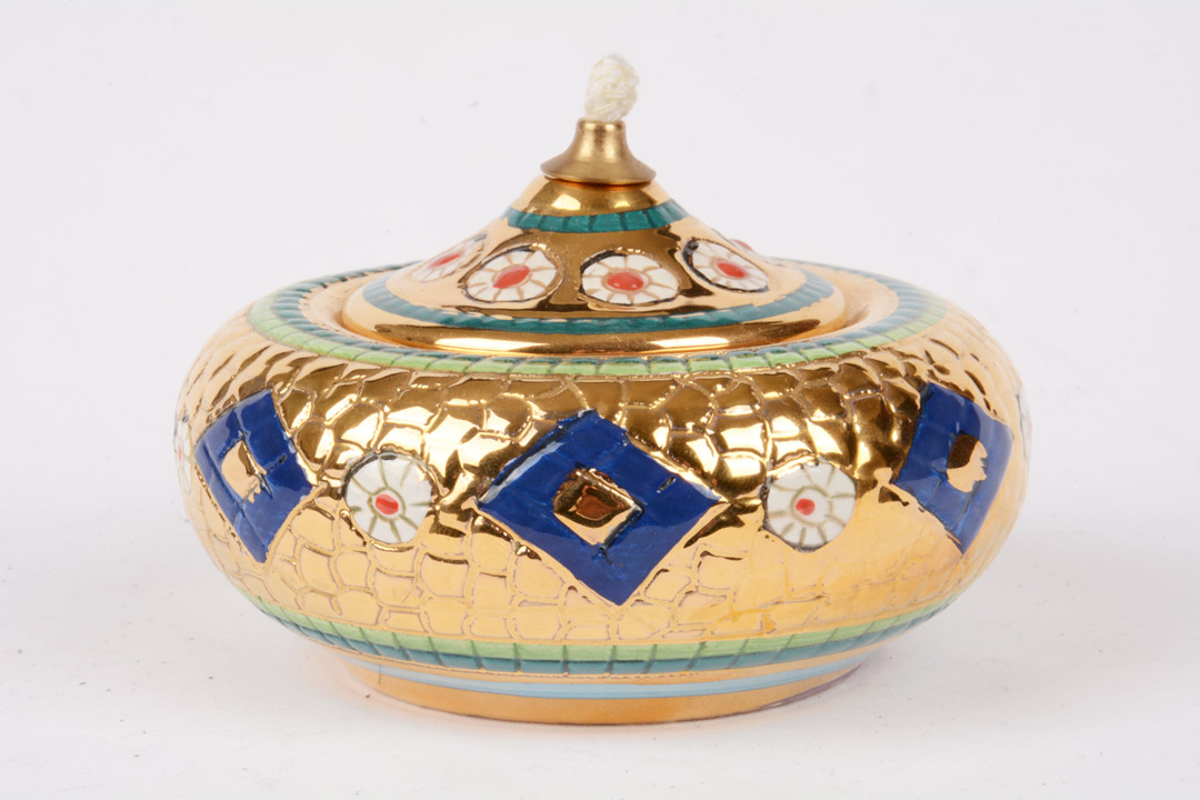 Lucerna in terracotta decoro bizantino