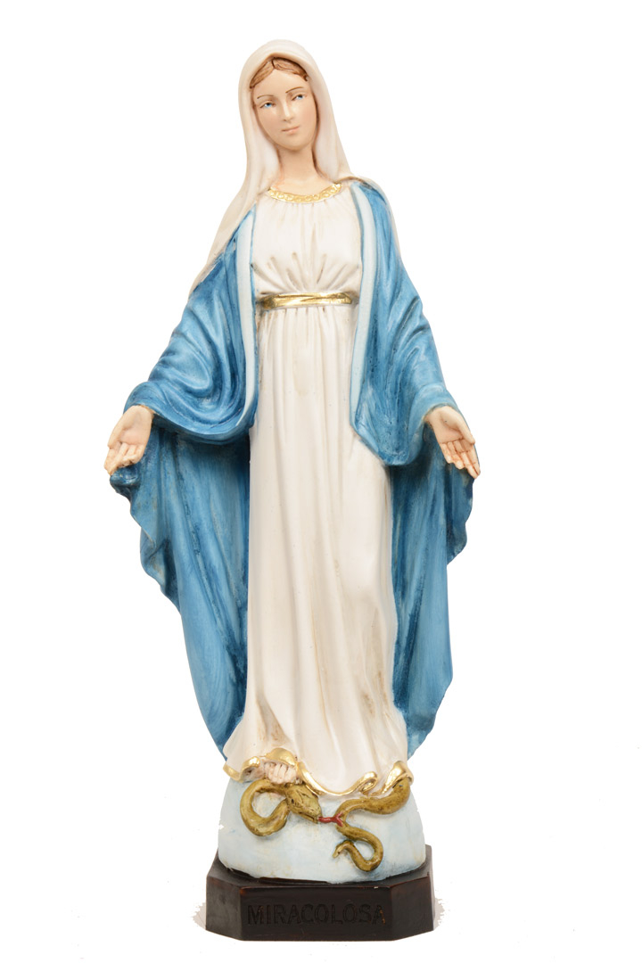Statua Madonna Miracolosa in Resina Colorata  cm 40 PASQ805