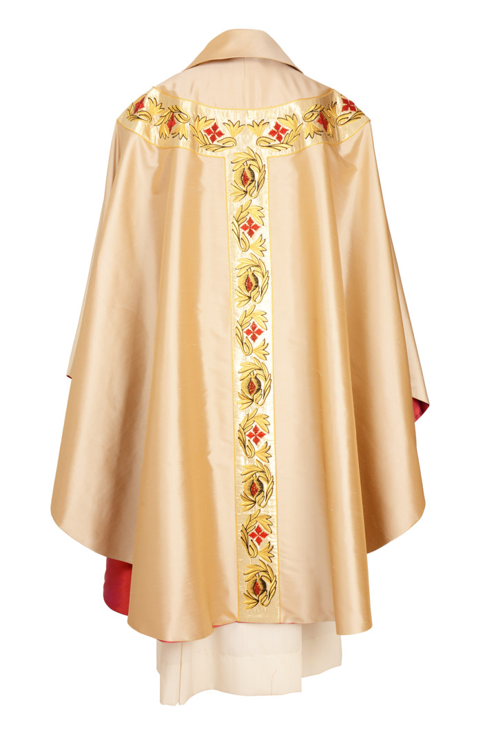 Casula C146A Bianca Pura Seta Stolone Ricamato