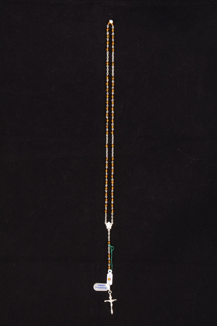 Rosario in argento e ambra