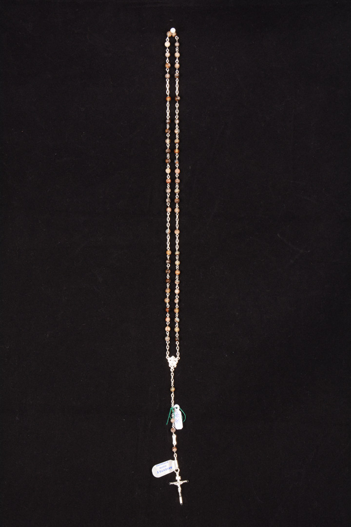 Rosario in argento e agata Botswana