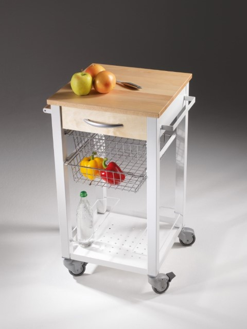 Homestyles 5040 – Carrello Da Cucina In Legno Con Ante E Cassetto, Finitura Naturale, 86x45x28 Cm
