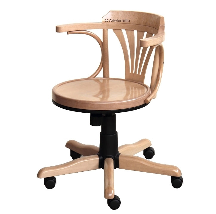 FAUTEUIL DE BUREAU À ROULETTES TOURNANT EN MERISIER RÉF 128