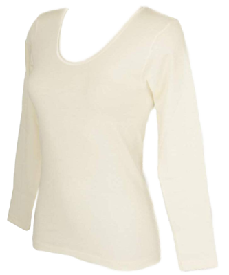 T-shirt a maniche lunghe in puro cotone elasticizzato donna