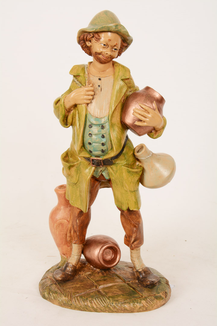 Pastore con Anfore per Presepe in Gomma tipo Legno 30 cm