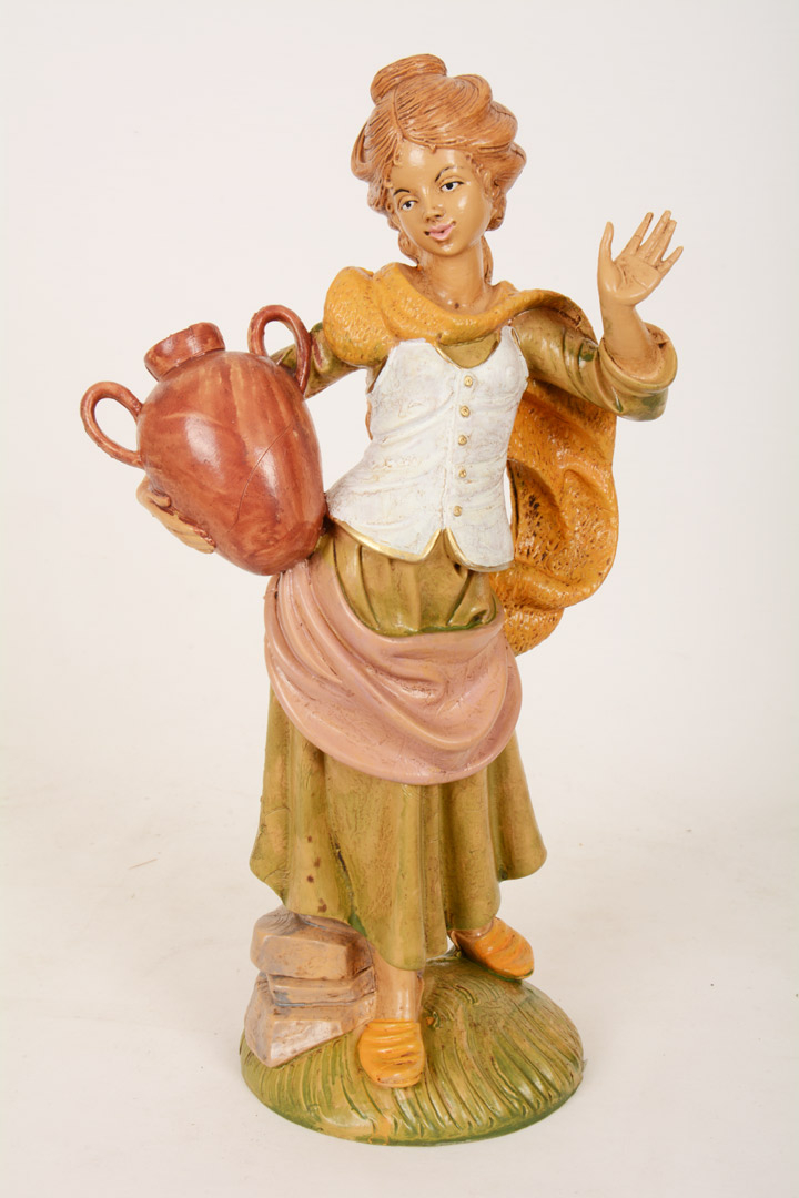 Donna con Anfora per Presepe in Gomma tipo Legno 30 cm