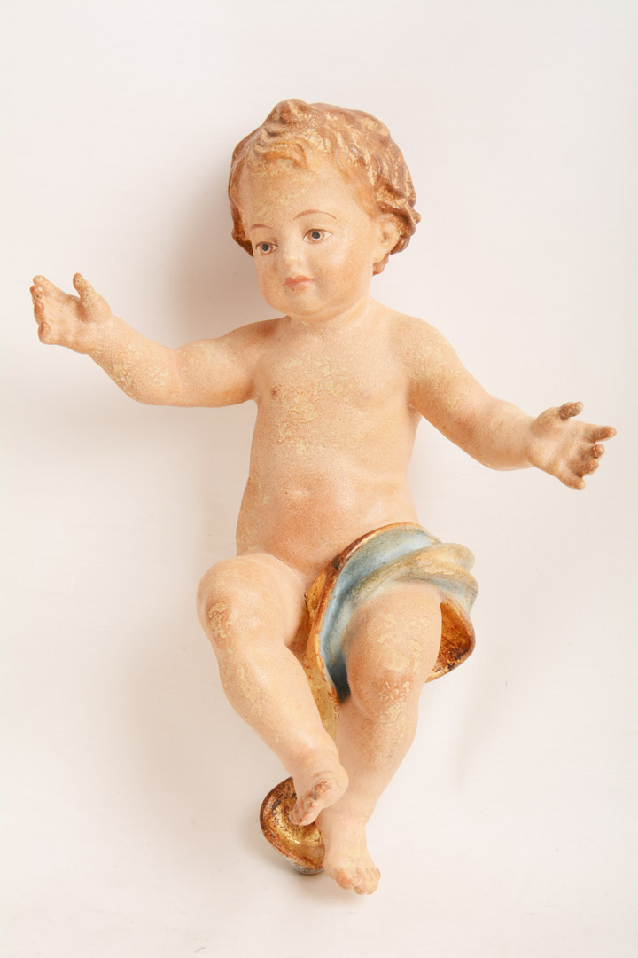 Gesù Bambino Legno dipinto colori a olio 20 cm