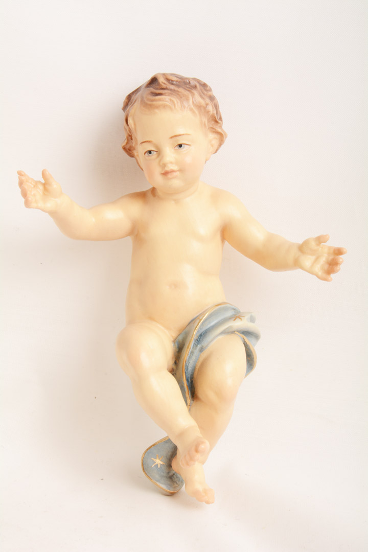 Gesù Bambino Legno dipinto colori a olio 15 cm