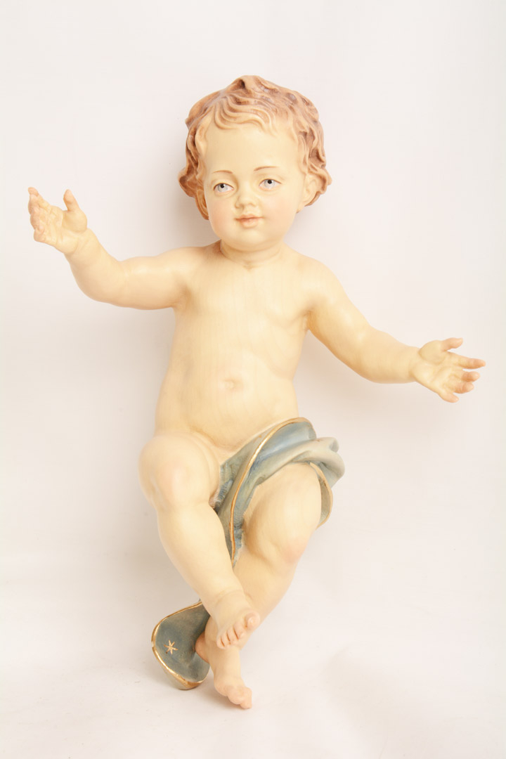 Gesù Bambino Legno Dipinto Colori a Olio 25 cm