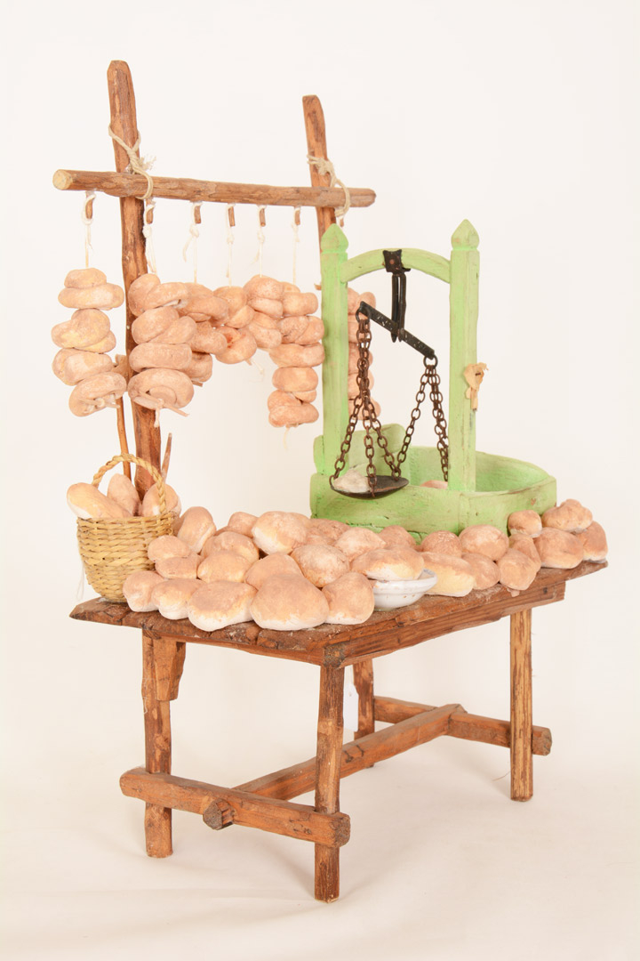 Banco del Pane Accessorio Presepe Artigianale 36x15x29 cm