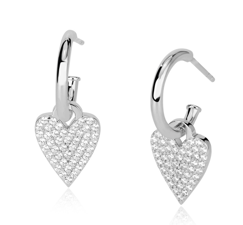 Infinite U Orecchini A Cerchio Argento 925 Con Zirconi, 1.5cm, Per Donna, Eleganti E Lucenti, Con Sacchetto Regalo