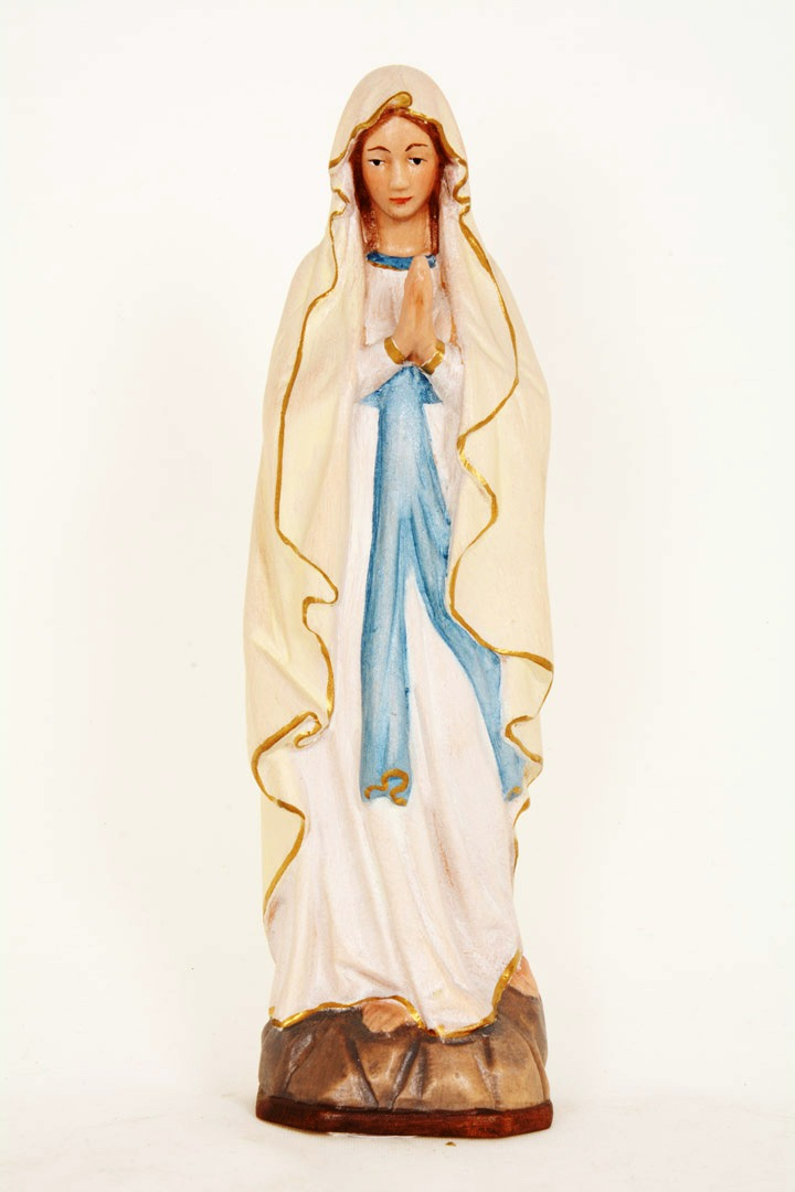 Statua Madonna di Lourdes in Legno Colorato cm 20