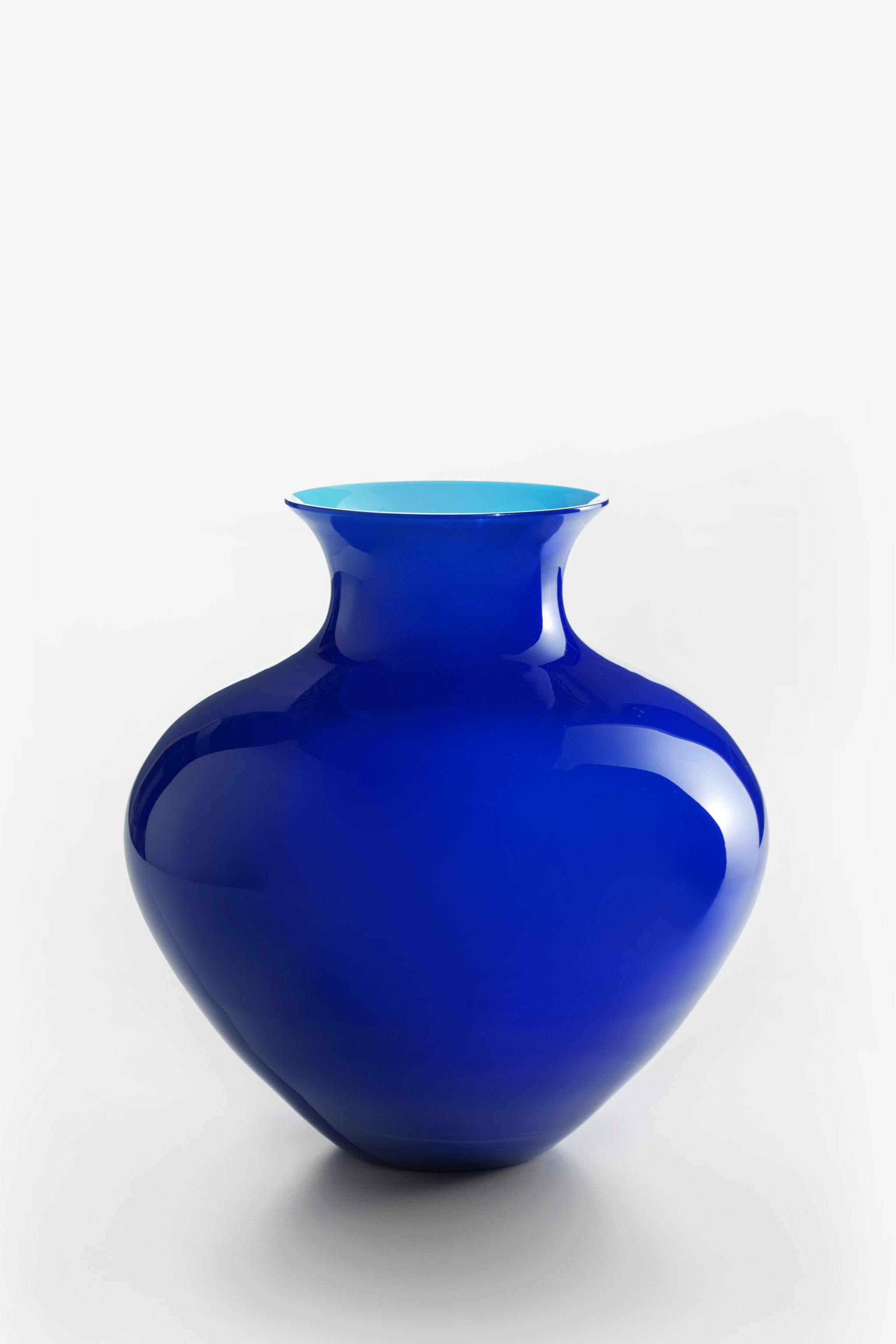 Vaso Alto Blow Bowl Ottico Blu Avio, NasonMoretti, Vetro di Murano