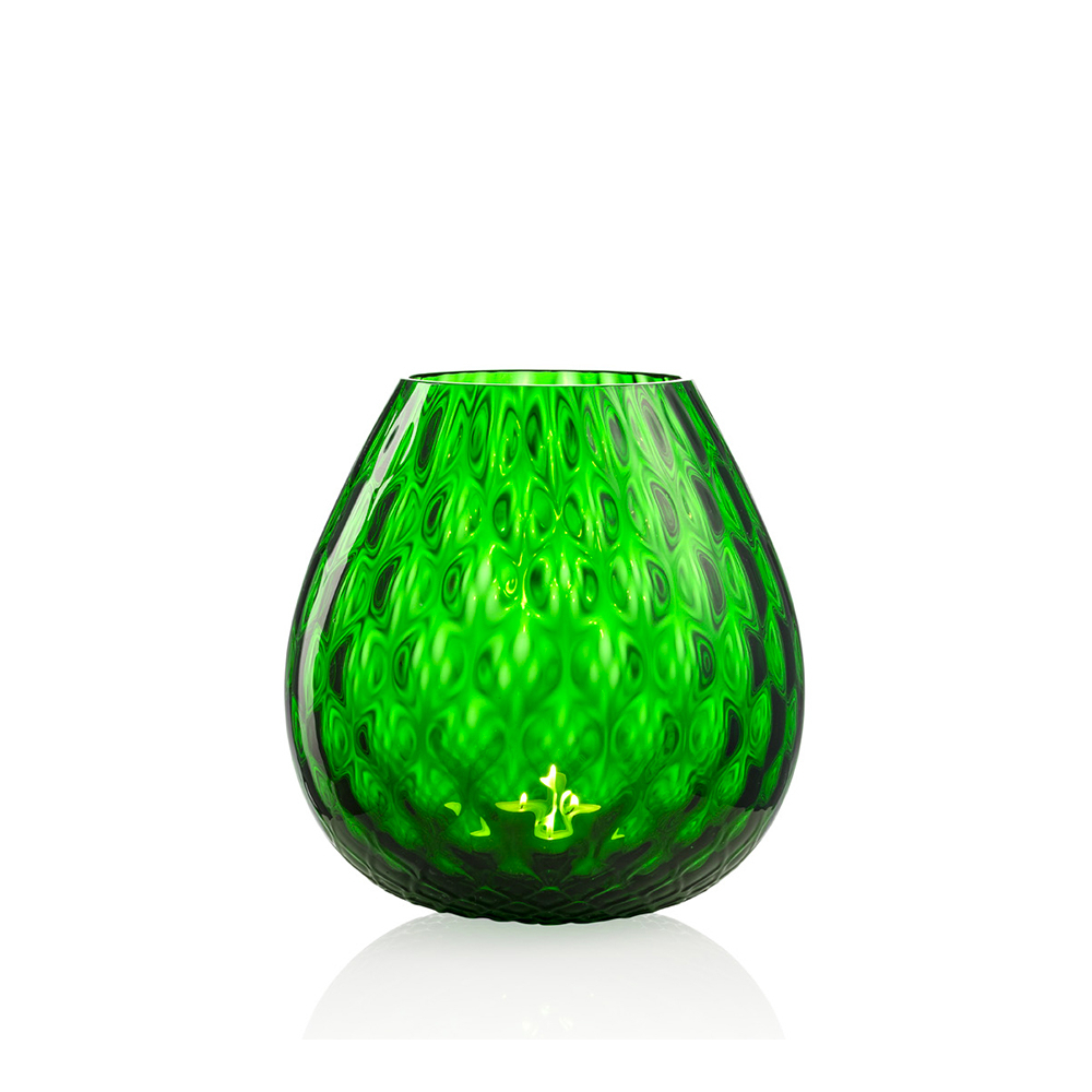 Candela Macramè Grande Verde Pino, NasonMoretti, Vetro di Murano