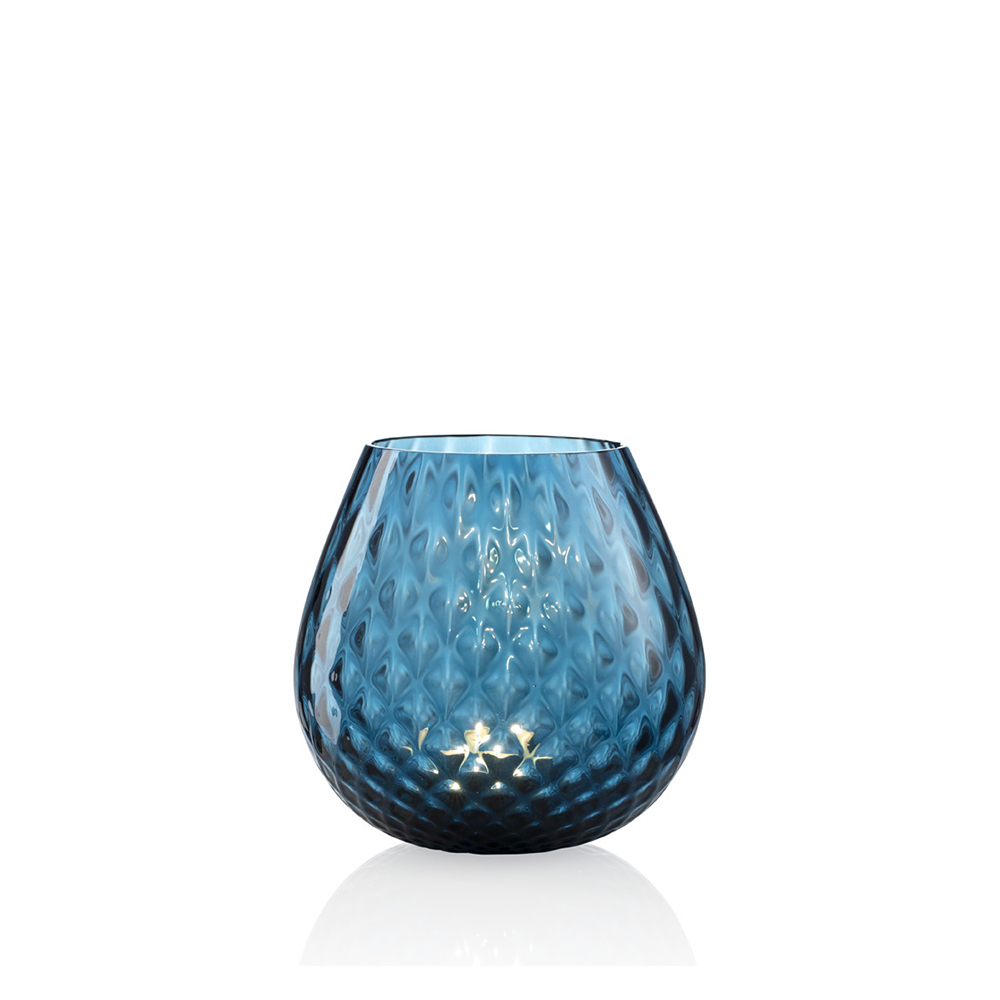 Candela Macramè Medio Blu Avio, NasonMoretti, Vetro Murano, Candele