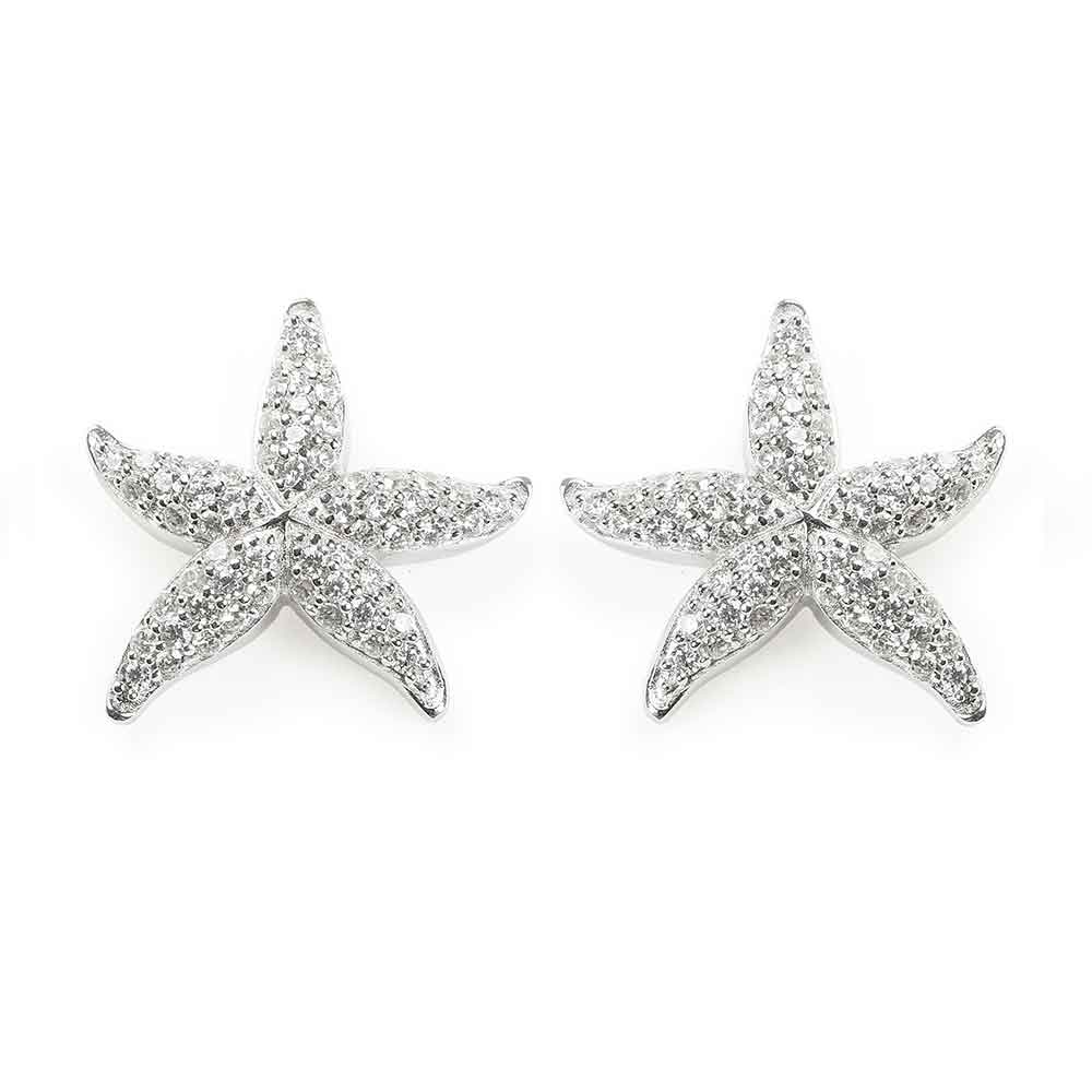 Engelsrufer Orecchini A Stella In Argento 925 Rodiato Con 12 Zirconi Bianchi – 7,5 Mm, Eleganti E Ipoallergenici