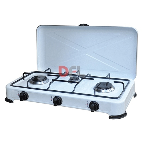 Fornello A Gas Portatile A 3 Fuochi - 19.000 BTU, Per GPL, Ideale Per Campeggio, Giardino E Uso Esterno