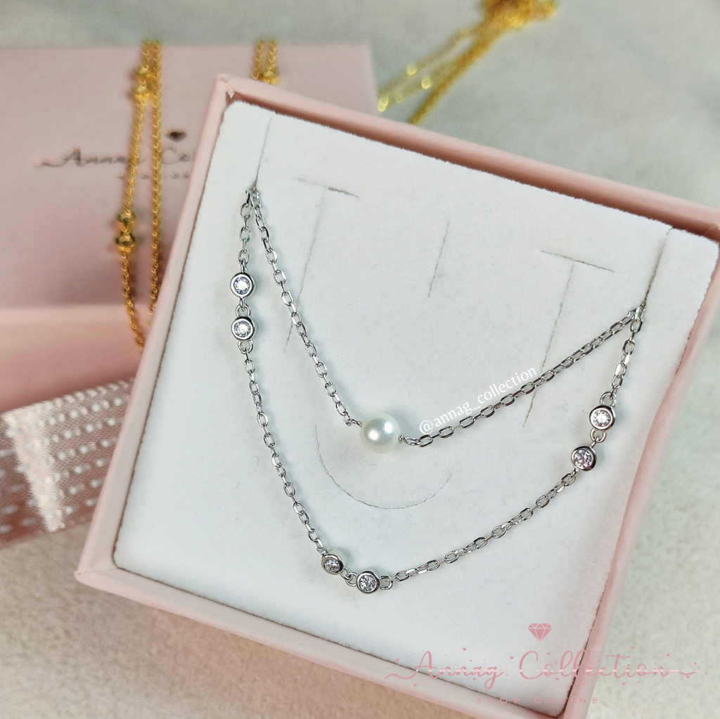 Collana Perline In Argento Sterling 925 Con Agata Nera - Foto 3