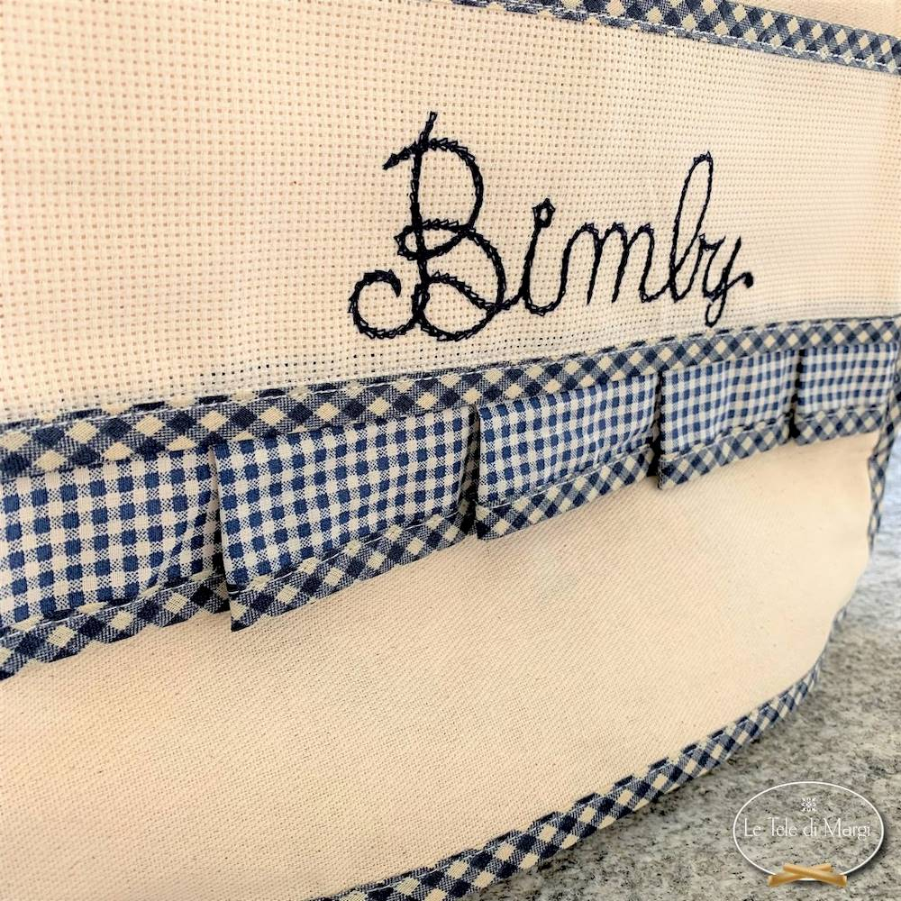 Copri Bimby Ricamabile A Punto Croce - Custodia In Cotone Per TM5 E TM6, Con Tela Aida E Design A Quadretti