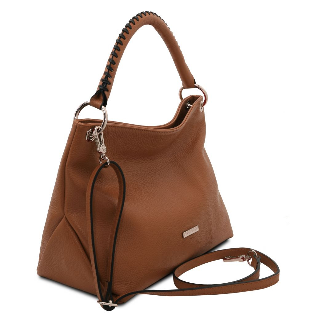 Tuscany Leather TL142087 TL Bag Borsa a mano in pelle morbida Cognac