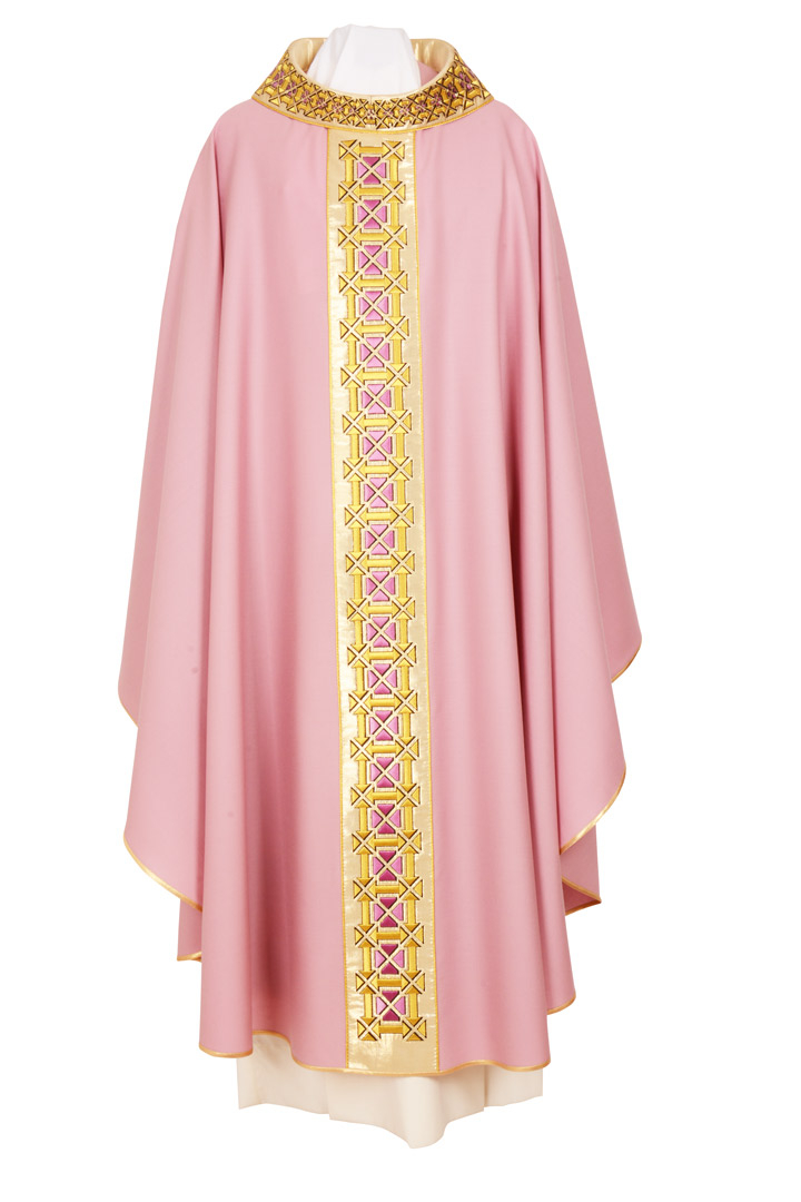 Casula C132BK Rosa Tela di Pura Lana Stolone in Seta Lurex