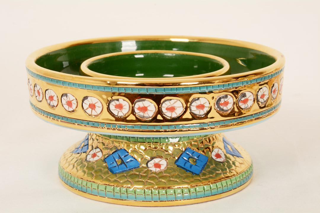 Candeliere terracotta decoro bizantino